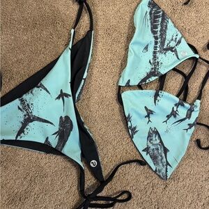 Pelagic Blue and Black Bikini Set
